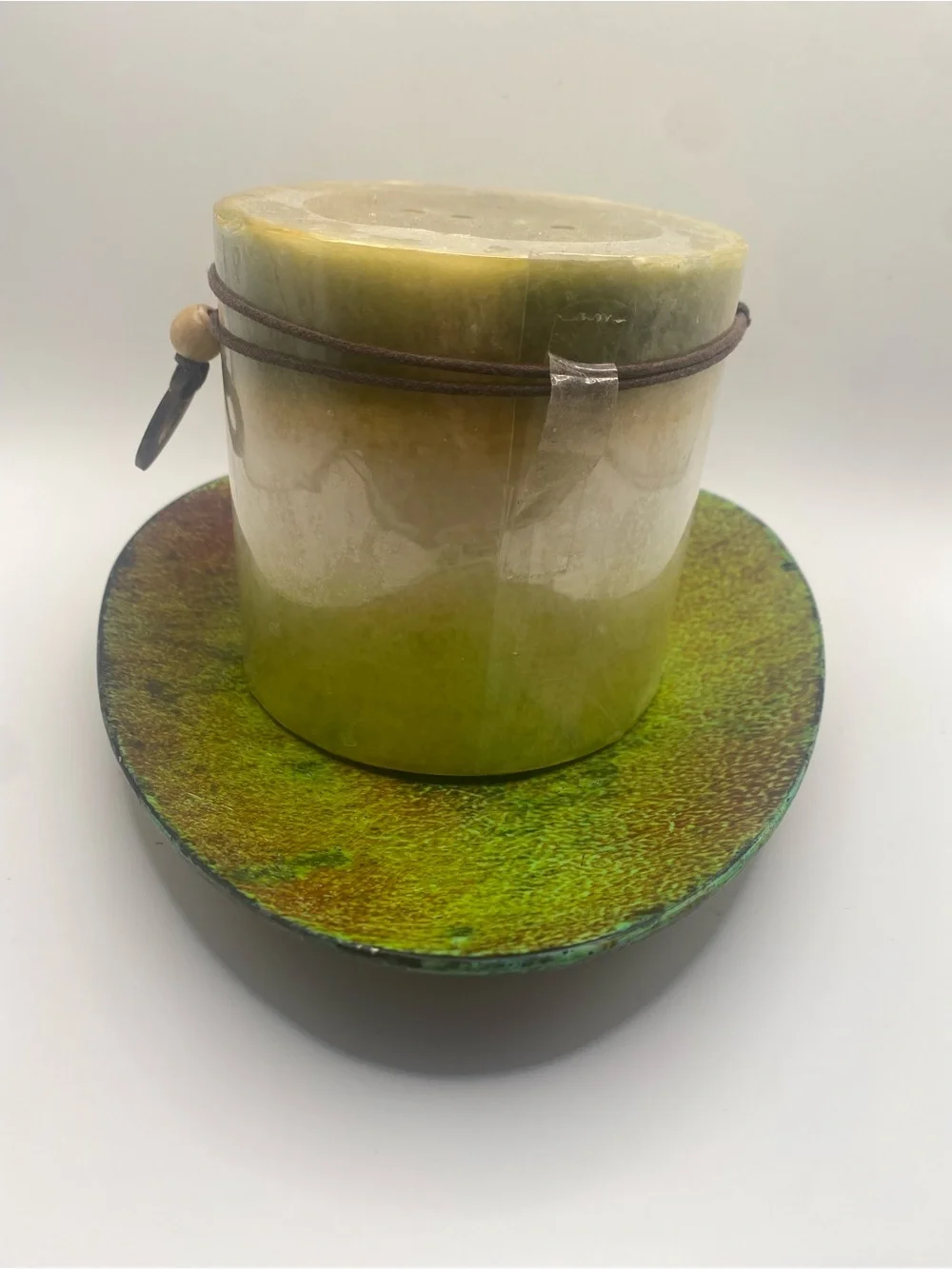 Pier 1 pillar candle with a matching ceramic tray great bundle